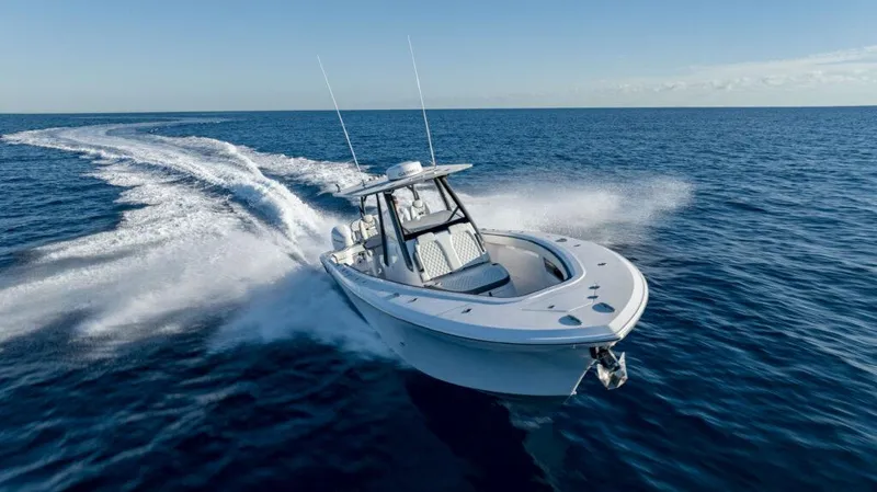 The Image of 2025 Front Runner 36 CC Custom boat cruising on open ocean waters. - 0
