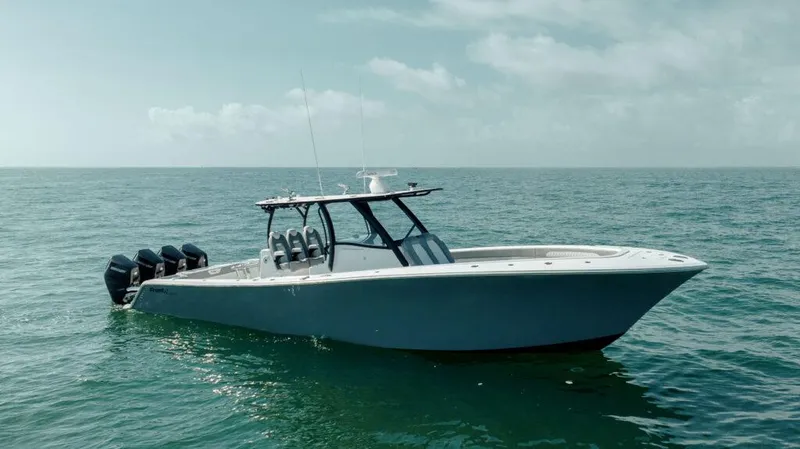 Slide: The Image of 2024 Front Runner 39 CC Custom boat on open water. - 26