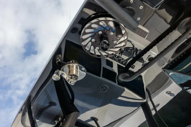 Slide: The Image of 2024 Front Runner 39 CC Custom boat's advanced control panel and equipment. - 6
