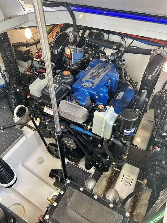 Slide: The Image of Engine compartment of a 2021 Formula 380 Super Sport Crossover boat. - 55