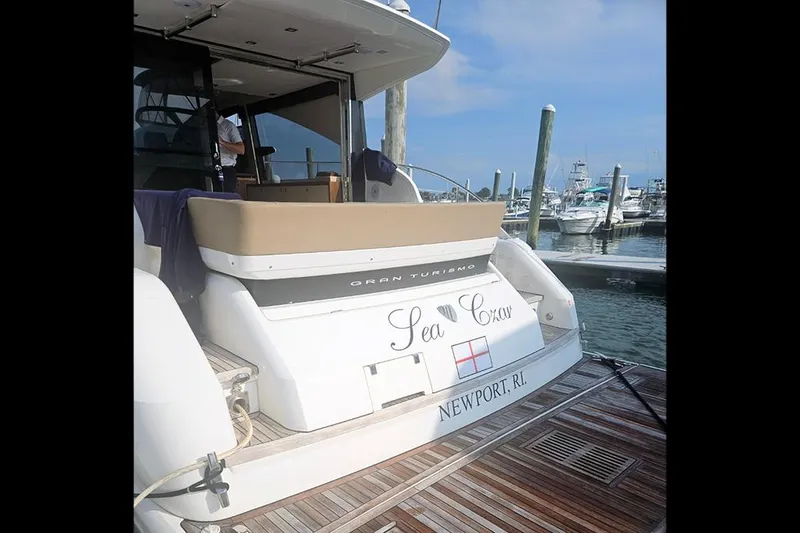 Slide: The Image of 2015 Fairline Targa 48 GT yacht docked in Newport, RI marina. - 14
