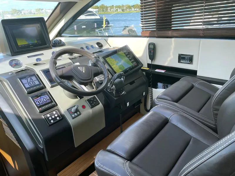Slide: The Image of Interior helm of 2015 Fairline Targa 48 GT yacht with advanced navigation systems. - 6