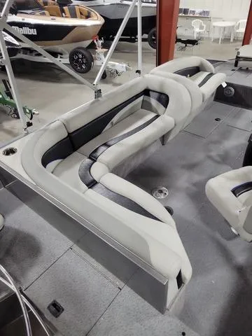 Slide: The Image of 2023 Lowe SD 224 boat interior with modern seating design. - 4