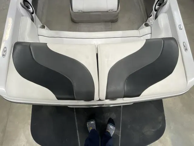 Slide: The Image of 2006 Moomba Outback boat interior with black and white seating design. - 7