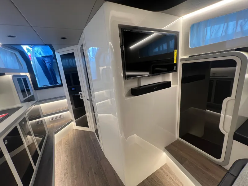 Slide: The Image of Interior of 2023 Canados 493 Gladiator yacht, featuring modern design and sleek finishes. - 20
