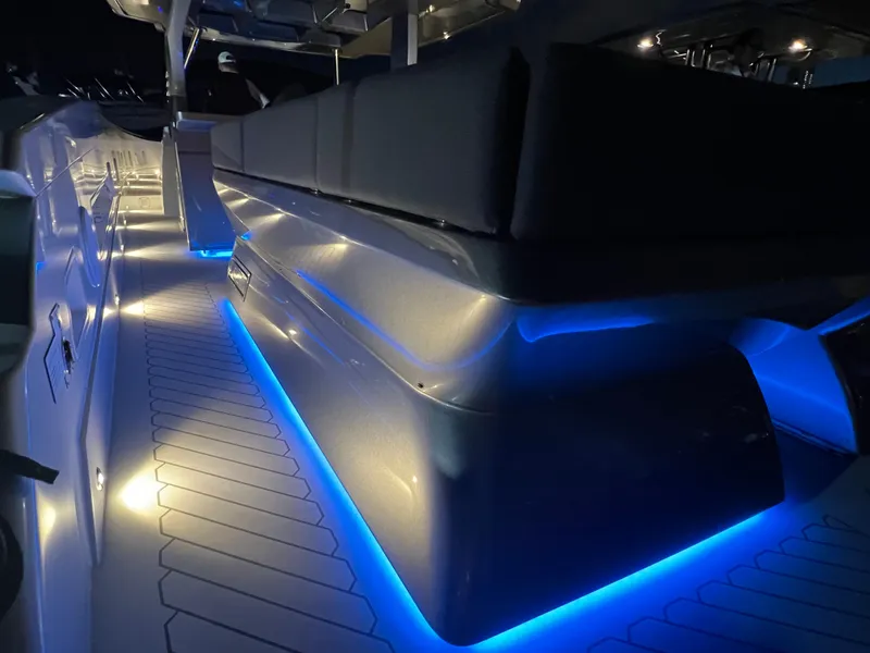 Slide: The Image of 2023 Canados 493 Gladiator yacht interior with blue LED lighting. - 32
