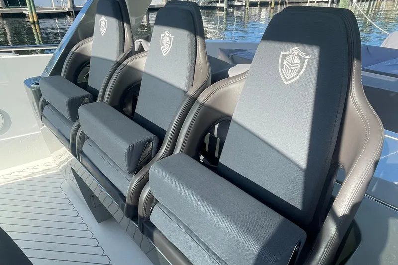 Slide: The Image of 2023 Canados 493 Gladiator luxury boat seats with embroidered logos. - 33