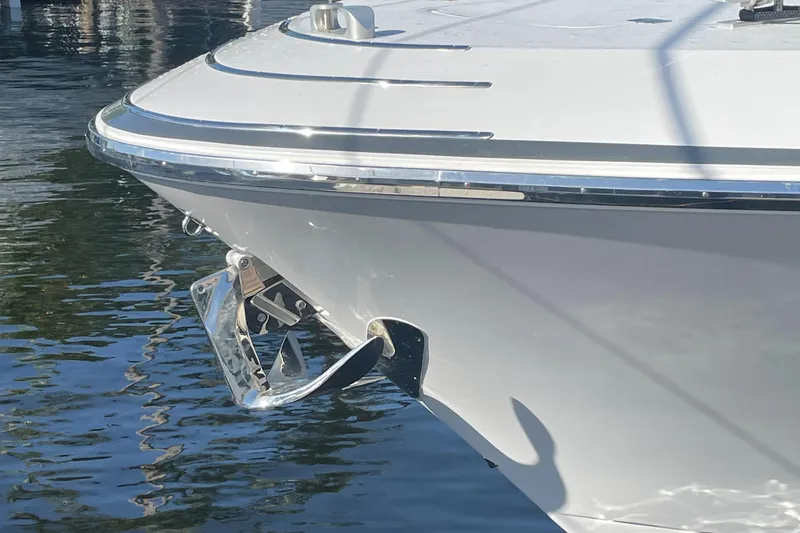 Slide: The Image of 2023 Canados 493 Gladiator yacht bow with anchor in water. - 37