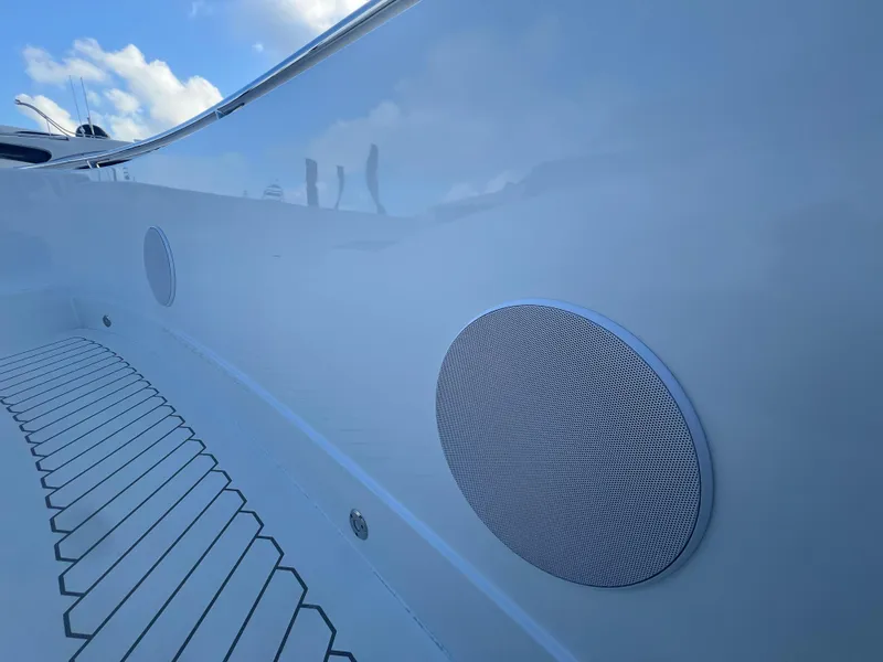 Slide: The Image of 2023 Canados 493 Gladiator yacht with sleek exterior and integrated speakers. - 44