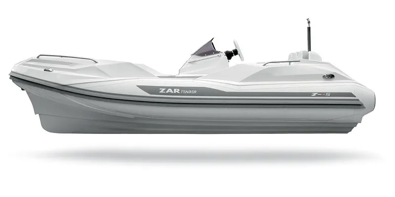 Slide: The Image of 2024 Zar Formenti Tender ZF-5 boat, side view, sleek white design. - 4