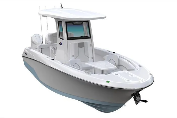 Slide: The Image of 2026 Wellcraft 243 Fisherman boat, modern design, white and blue. - 3