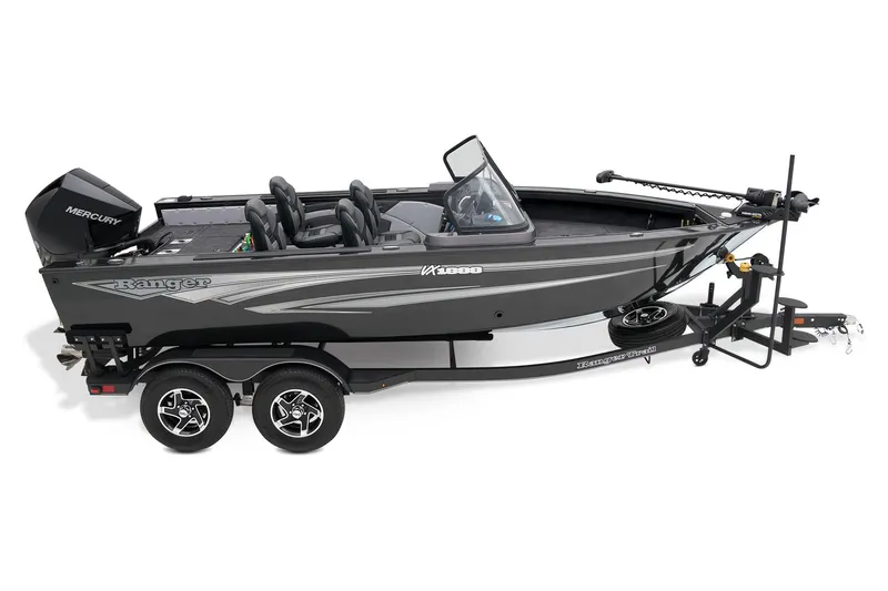 Slide: The Image of 2024 Ranger VX1888 WT fishing boat on trailer, side view. - 12