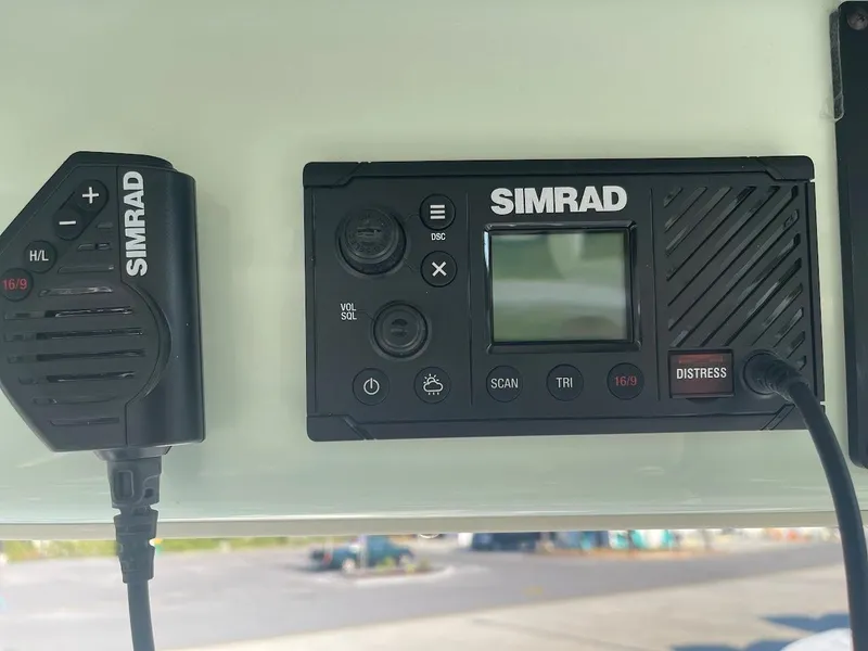 Slide: The Image of Simrad marine radio on 2024 Sea Born LX 24 LE boat. - 6