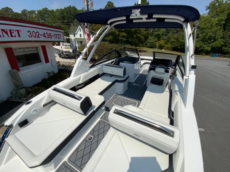Slide: The Image of 2025 Cobalt R6 Outboard boat with spacious seating and sleek design. - 13
