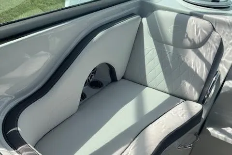 Slide: The Image of 2024 Crownline 270 CR boat interior seating with elegant design and premium upholstery. - 8