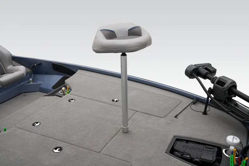 Slide: The Image of 2024 Nitro Z18 Pro boat deck with seat and fishing equipment. - 20