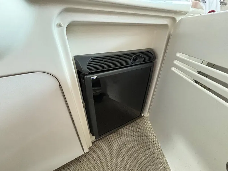Slide: The Image of Compact refrigerator in 2008 Sea Ray 38 Sundancer yacht interior. - 10