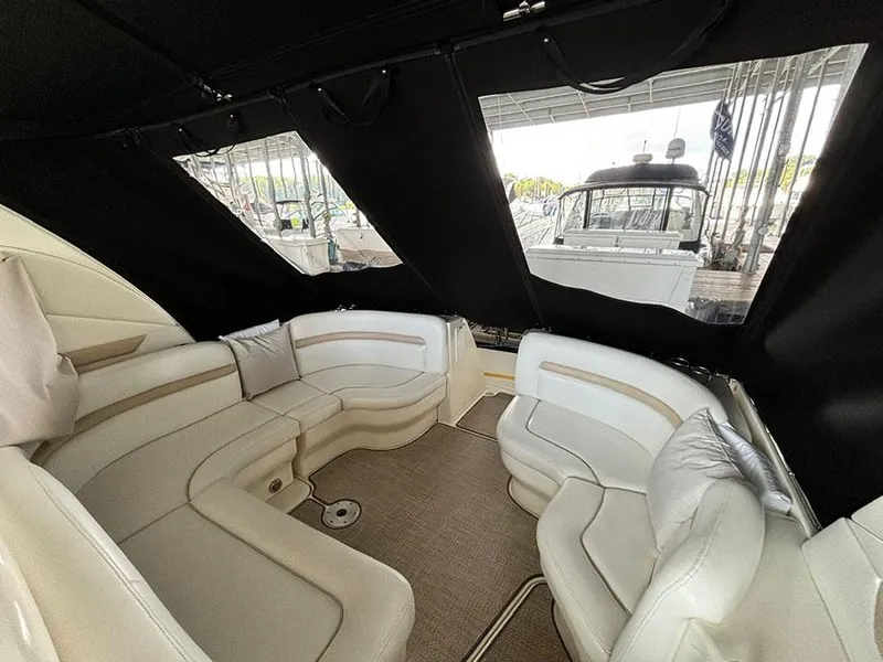 Slide: The Image of Luxurious interior of 2008 Sea Ray 38 Sundancer yacht with plush seating. - 7