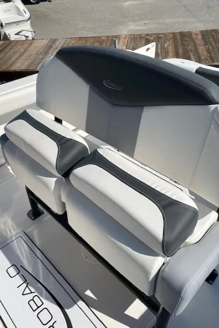 Slide: The Image of 2024 Robalo R222 Center Console boat seating and interior. - 14