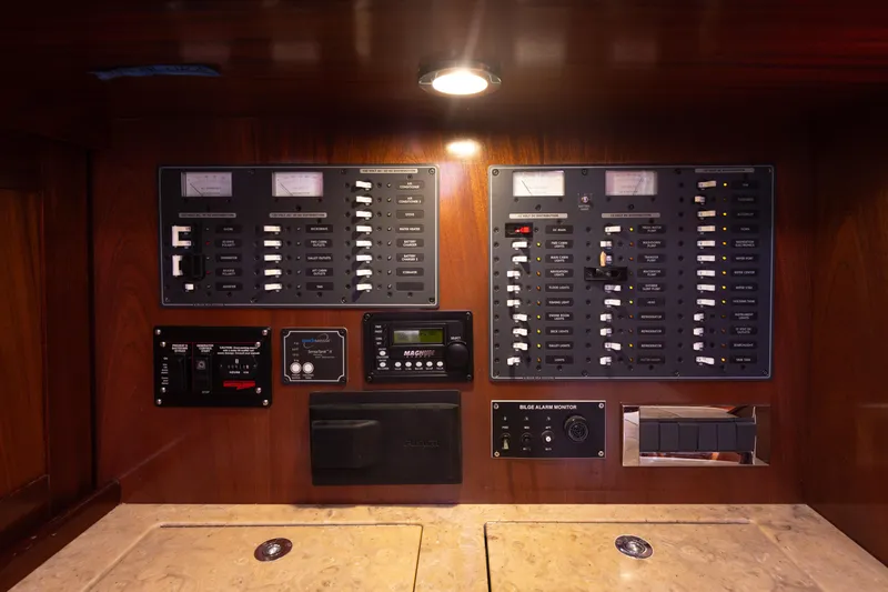 Slide: The Image of Electrical control panel of a 2014 San Juan Open Express Cruiser yacht. - 34