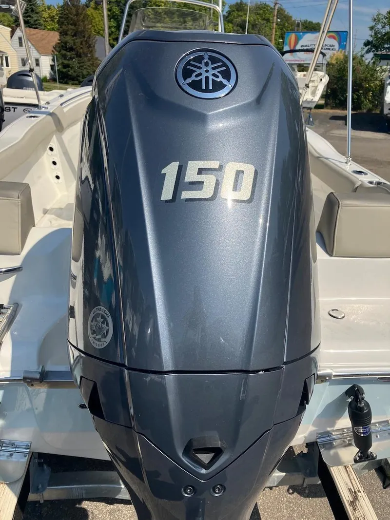 Slide: The Image of 2024 Key West 203 FS boat with Yamaha 150 outboard motor. - 2
