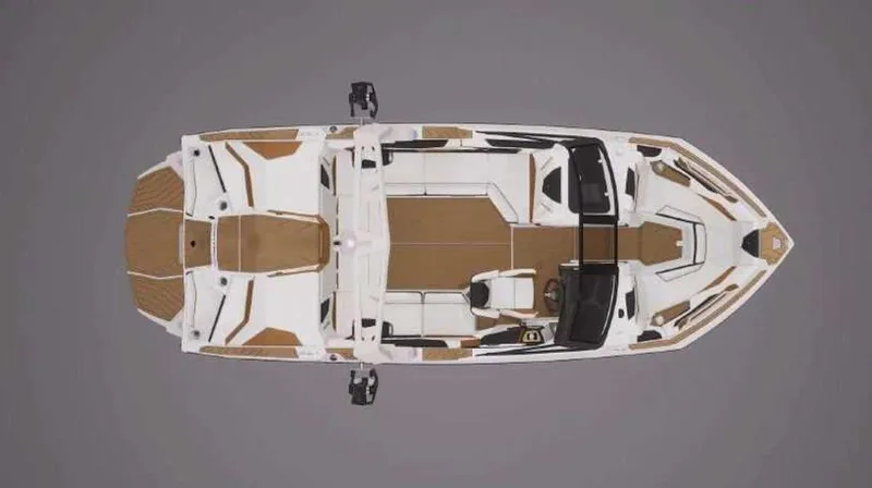 Slide: The Image of 2024 Nautique S21 boat, top view, showcasing sleek design and spacious interior layout. - 3
