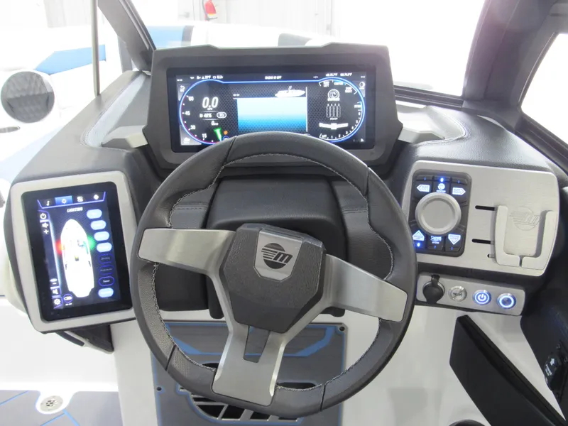 Slide: The Image of 2024 Malibu 23 LSV dashboard with modern steering and digital displays. - 10