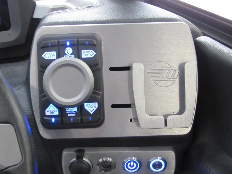 Slide: The Image of Control panel of 2024 Malibu 23 LSV boat with surf and wedge settings. - 29