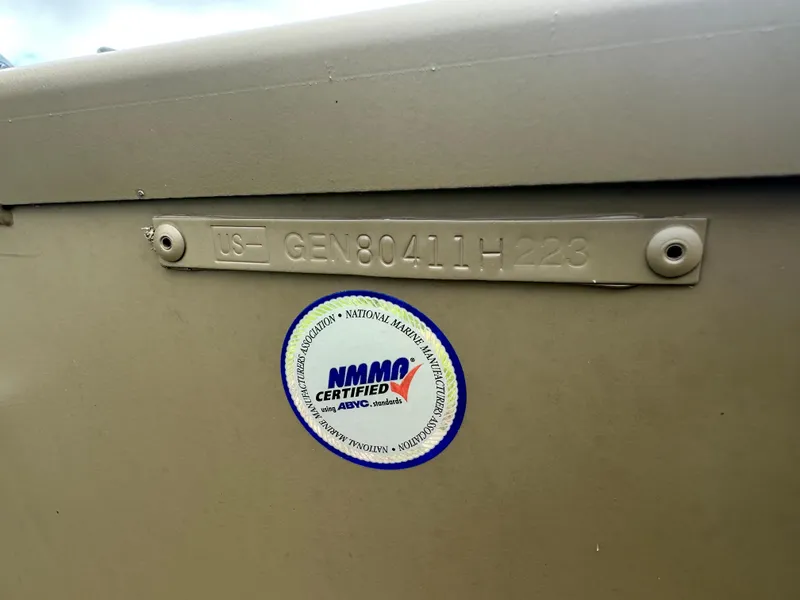 Slide: The Image of 2023 G3 1652 VBW boat with NMMA certification label and serial number. - 10
