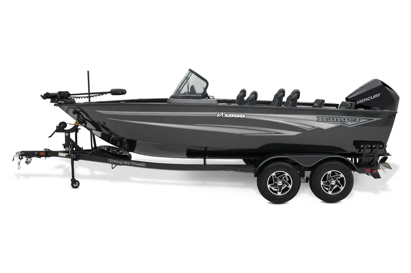 Slide: The Image of 2024 Ranger VX1888 WT fishing boat on trailer, side view. - 12