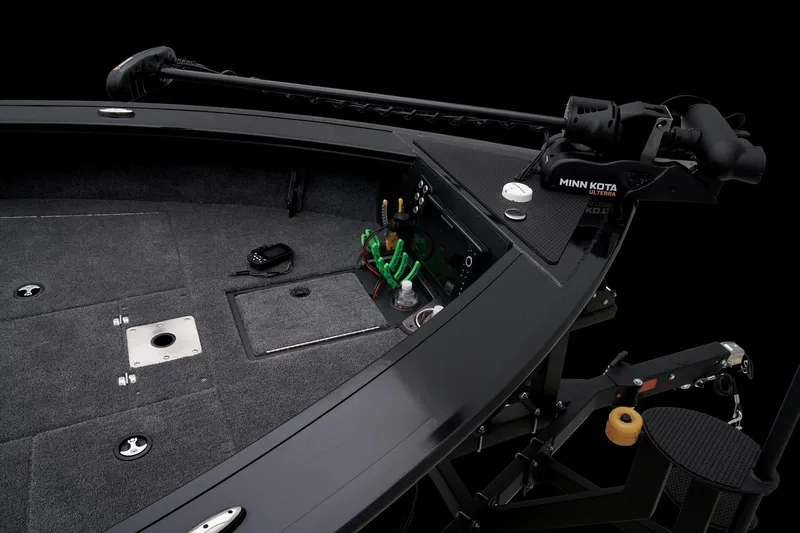 Slide: The Image of 2024 Ranger VX1888 WT boat deck with Minn Kota trolling motor. - 28