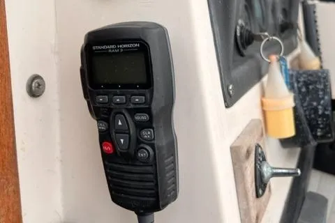 Slide: The Image of VHF radio on 1973 Formula Thunderbird 26 boat dashboard. - 11