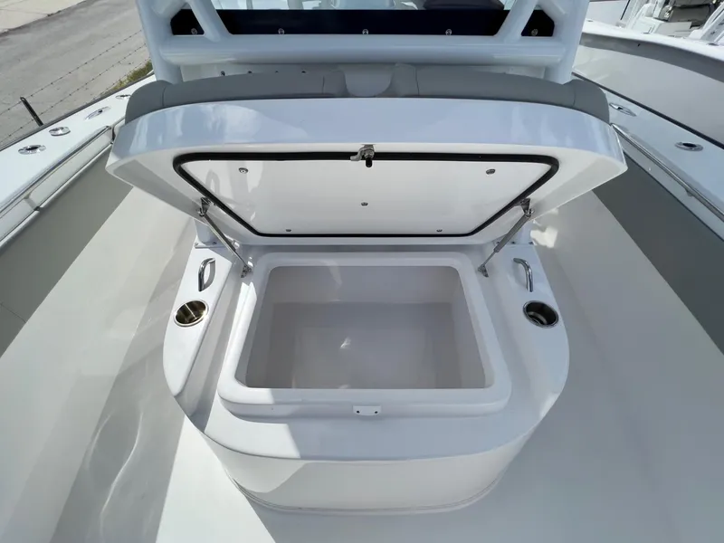 Slide: The Image of Open storage compartment on 2025 Cape Horn 39 T boat deck. - 14