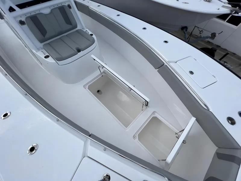 Slide: The Image of 2025 Cape Horn 39 T boat interior with seating and storage compartments. - 12