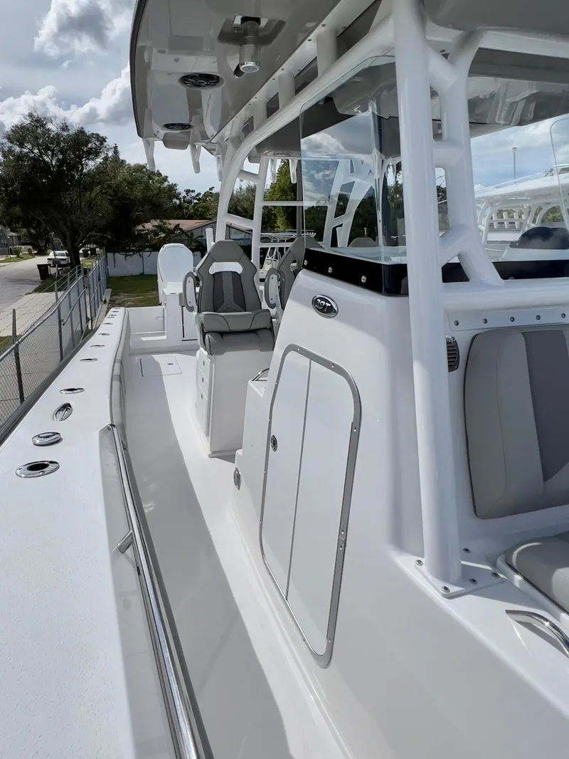 Slide: The Image of 2025 Cape Horn 39 T boat, sleek design, spacious deck, modern seating, and advanced features. - 15