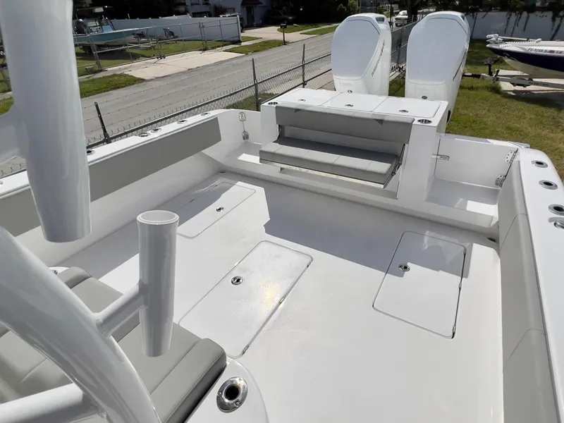 Slide: The Image of 2025 Cape Horn 39 T boat deck with seating and storage compartments. - 28