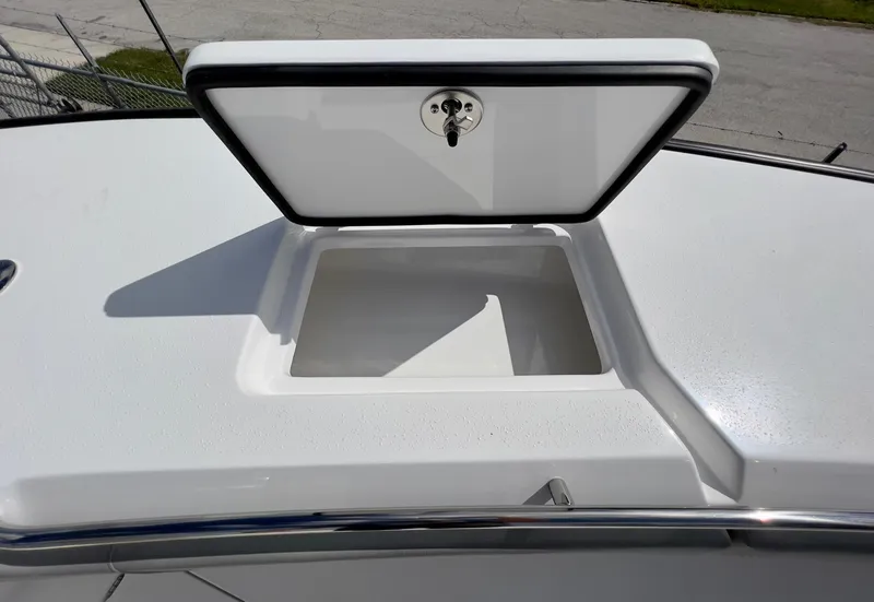 Slide: The Image of Open storage compartment on 2025 Cape Horn 39 T boat deck. - 9