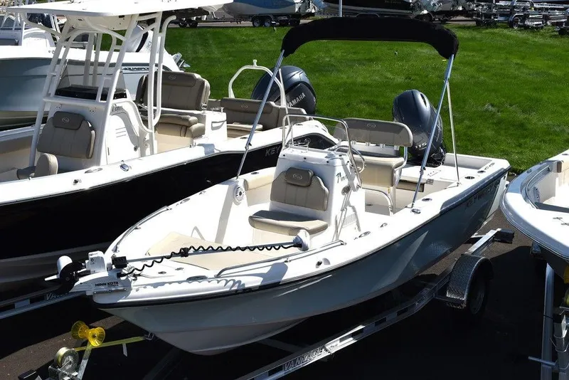 Slide: The Image of 2024 Key West 179 FS boat on trailer, featuring sleek design and modern amenities. - 1