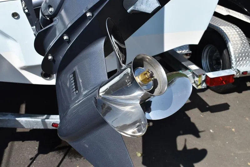 Slide: The Image of 2024 Key West 179 FS boat propeller close-up on trailer. - 35