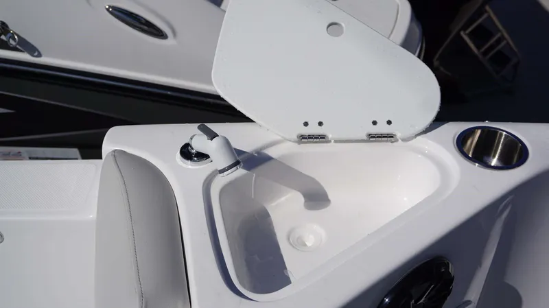 Slide: The Image of 2024 Hurricane 231 SS boat sink and faucet detail. - 5
