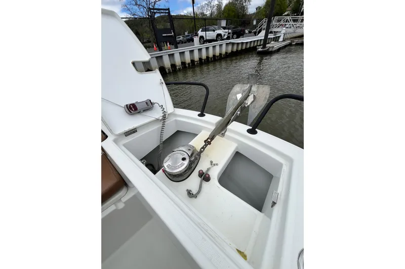 Slide: The Image of 2020 Beneteau Flyer 8 SPACEdeck anchor compartment with winch, docked by the water. - 14