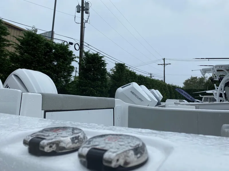 Slide: The Image of 2025 Cape Horn Yachts 32 XS with Mercury engines, outdoor view. - 19