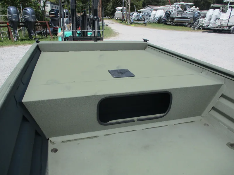 Slide: The Image of 2022 Alweld 1542 MARSH LF boat interior, featuring a spacious, flat deck design. - 4