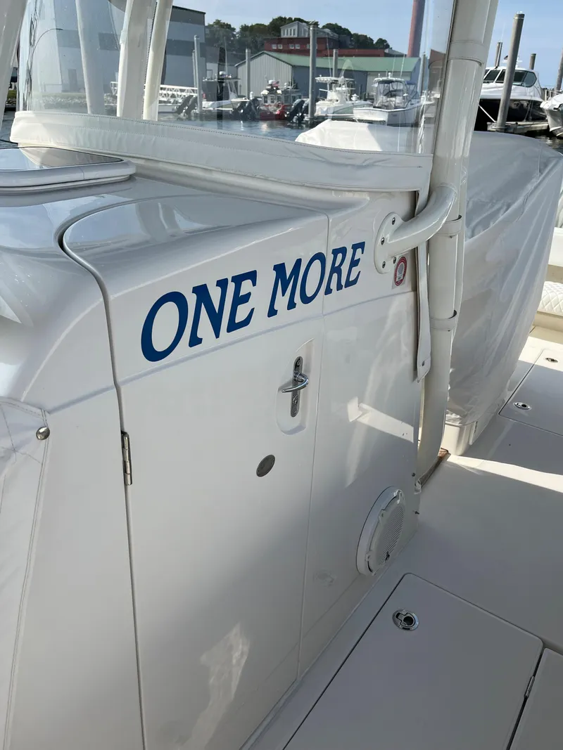 Slide: The Image of 2020 Jupiter 34 Center Console boat with "One More" text on the side. - 44