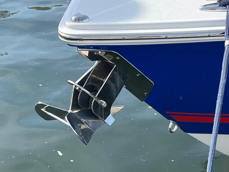 Slide: The Image of 2020 Jupiter 34 Center Console boat anchor detail in water. - 6