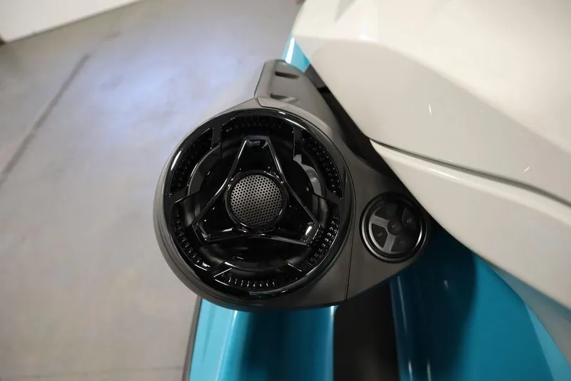 Slide: The Image of 2025 Sea-Doo GTI SE 130 dashboard and controls, featuring sleek design and ergonomic handlebar. - 17