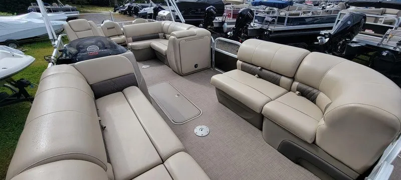 Slide: The Image of 2020 Sun Tracker 22 SPORT FISH XP3 pontoon boat with spacious seating and modern design. - 4