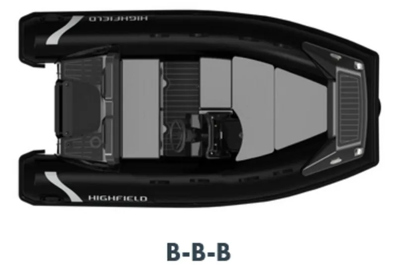 Slide: The Image of Top view of 2026 Highfield Sport 330 boat with sleek black design. - 14