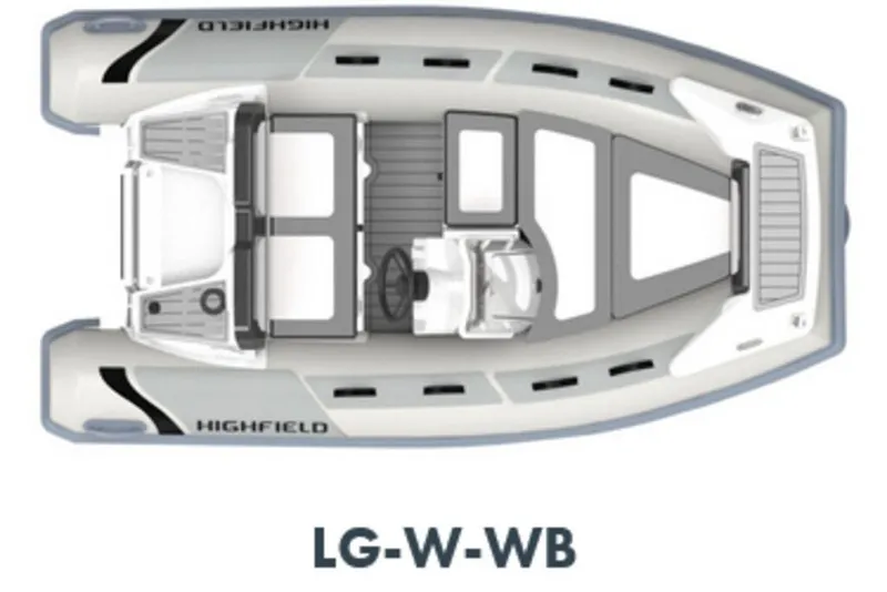 Slide: The Image of Top view of 2026 Highfield Sport 330 boat layout, labeled LG-W-WB. - 9
