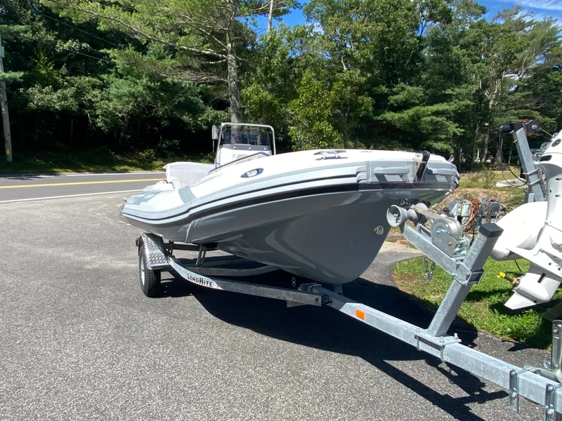 Slide: The Image of 2024 Zar Formenti 43 inflatable boat on a trailer, viewed from above. - 8